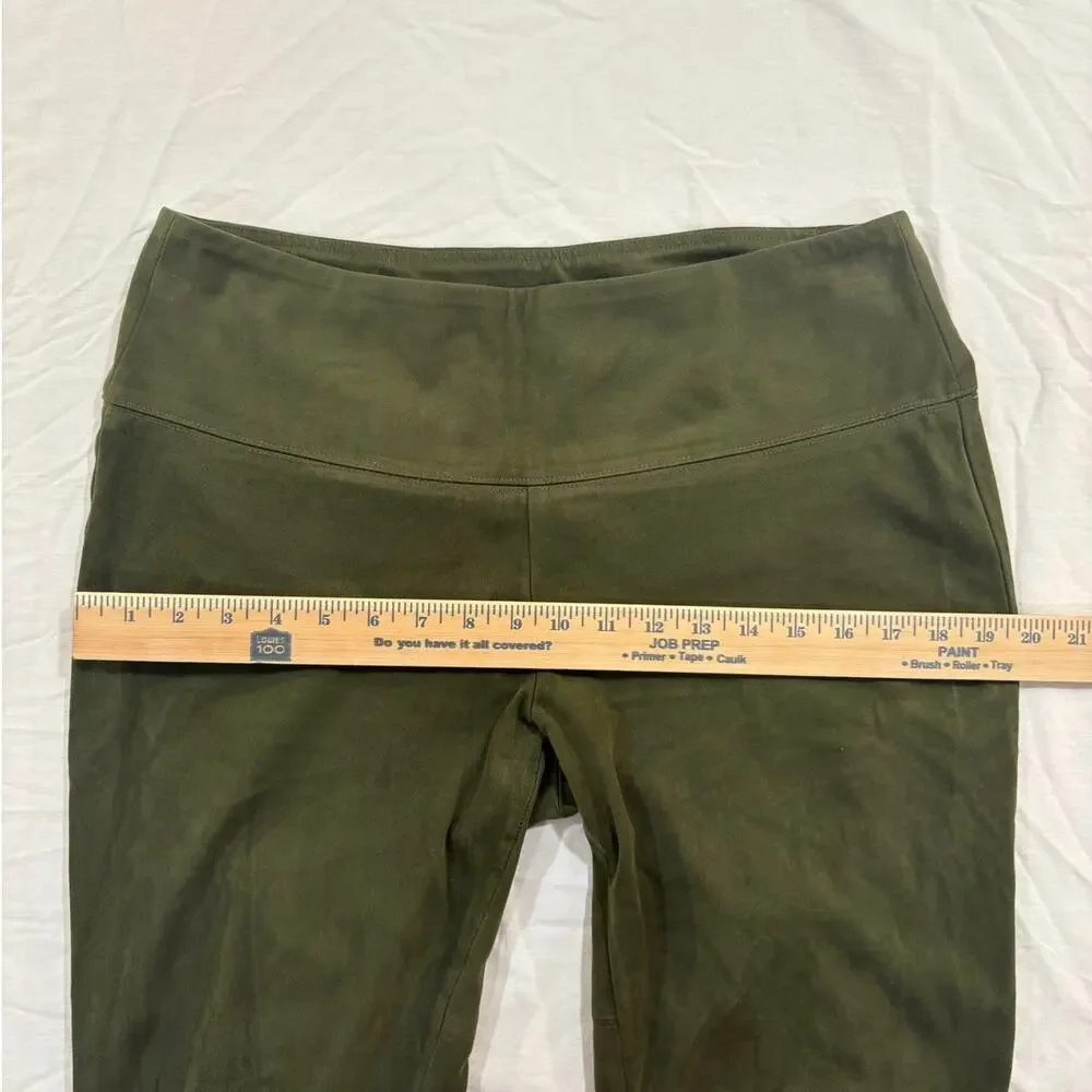 Slim-sations by Multiples Green Faux Suede Pants Cropped Leggings Size Large